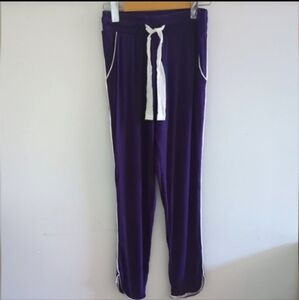 AMBRIELLE | Women's Purple/White Drawstring Straight Leg Pajama Pants